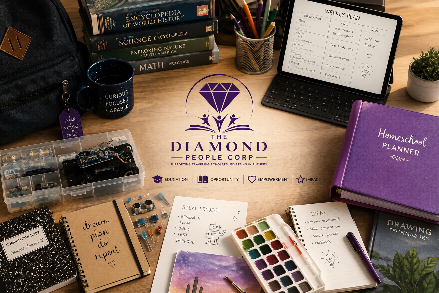 Parent reviewing homeschool learning materials and educational planning resources