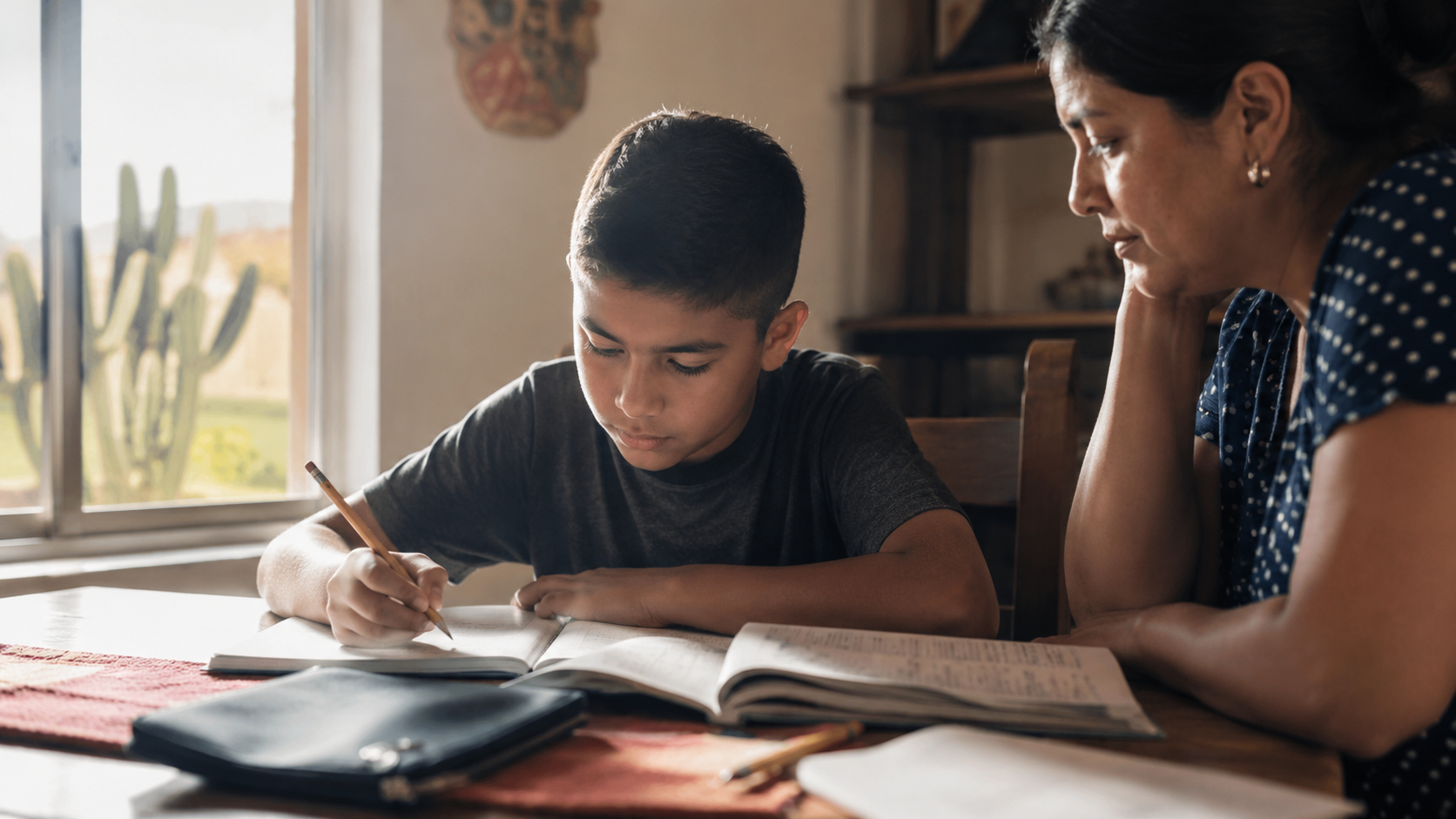 Tucson student learning with family support and educational resources